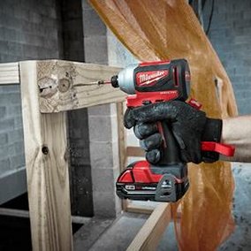 Milwaukee brand hex impact driver in use