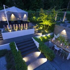 Outdoor space illuminated with in-lite ACE Concept lighting, creating a modern and inviting atmosphere